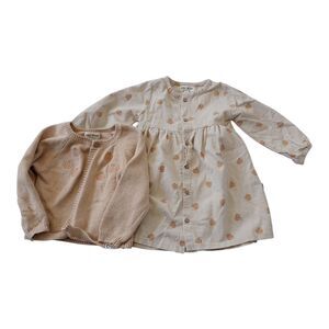Rabbit Bear Dress Set 24M Girls Cotton Corduroy Pumpkin Fall Print Cardigan